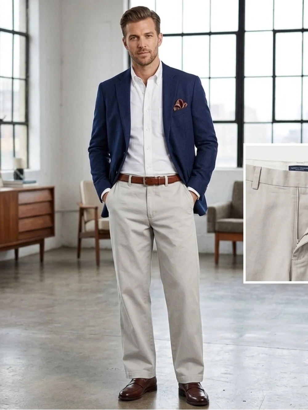 NWT Banana Republic Gavin Chino 38x32 Preppy Office